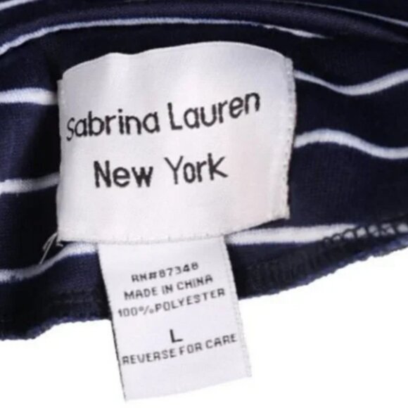 Sabrina Lauren Fleece Lined Jacket Striped Peacoat Double Breasted Navy White - Picture 3 of 5